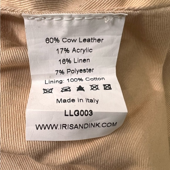 Iris & Ink Cow Leather Linen Animal Print Tote - Picture 12 of 16